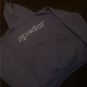 Sp5der Blue Hoodie with Stud Accents
